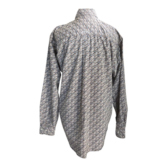 Ariat Mens Brown With Blue Paisley Casual Button Down Shirt Size Small - Picture 2 of 8